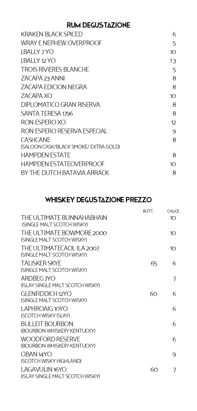 Menu Bar Vanity Cafe