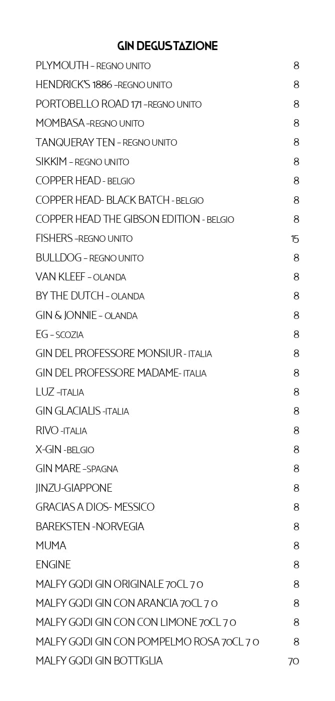 Menu Bar Vanity Cafe